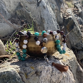 Mindful mala making craft experience for staff parties in Penticton at Steady Effort Yoga • Wellness • Sound.