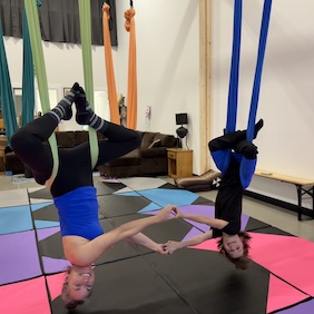 Aerial hammock yoga classes in Penticton at Steady Effort Yoga • Wellness • Sound