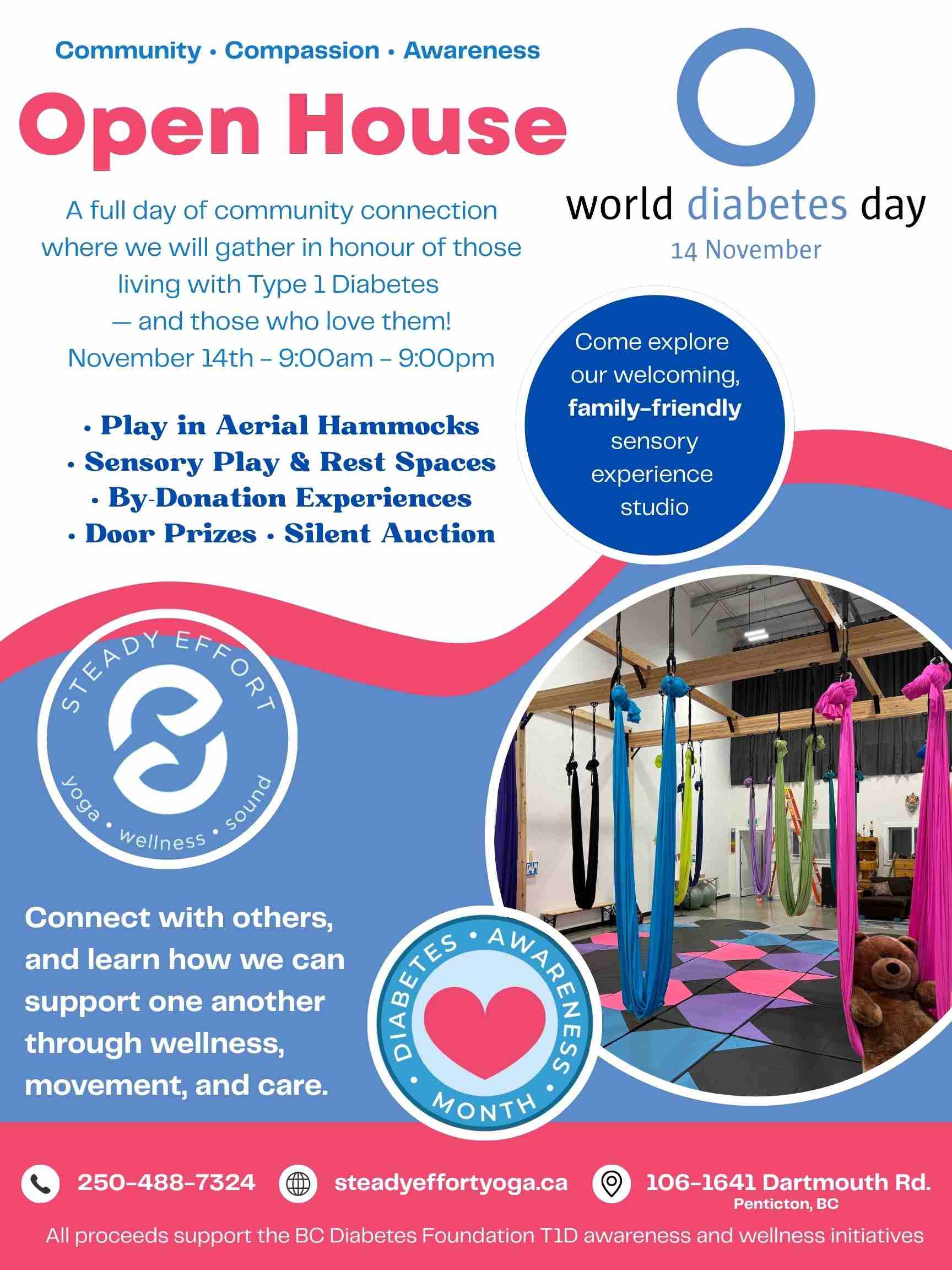 World Diabetes Day open house at Steady Effort Yoga • Wellness • Sound in Penticton.