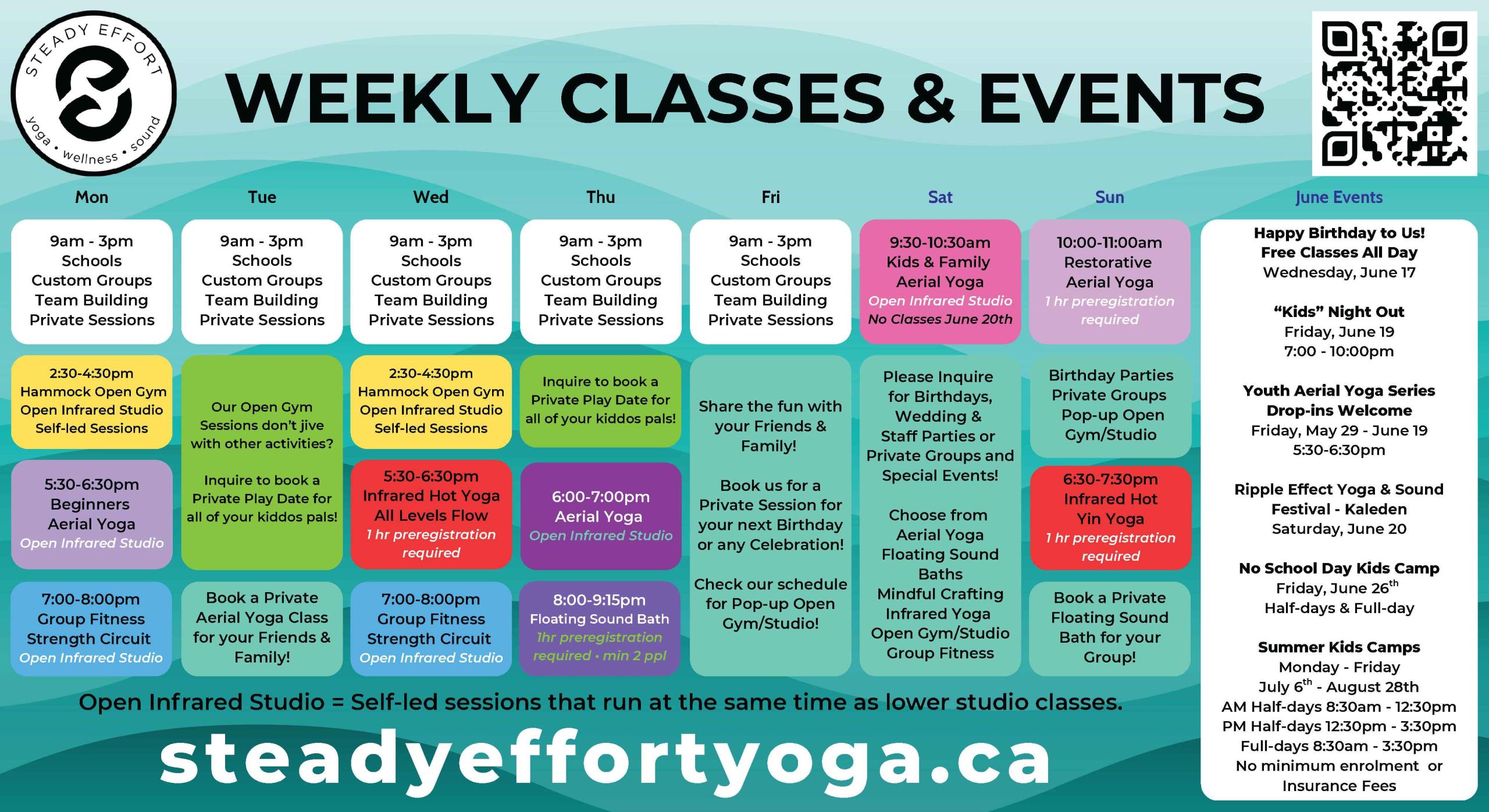 Steady Effort Yoga • Wellness • Sound June schedule.