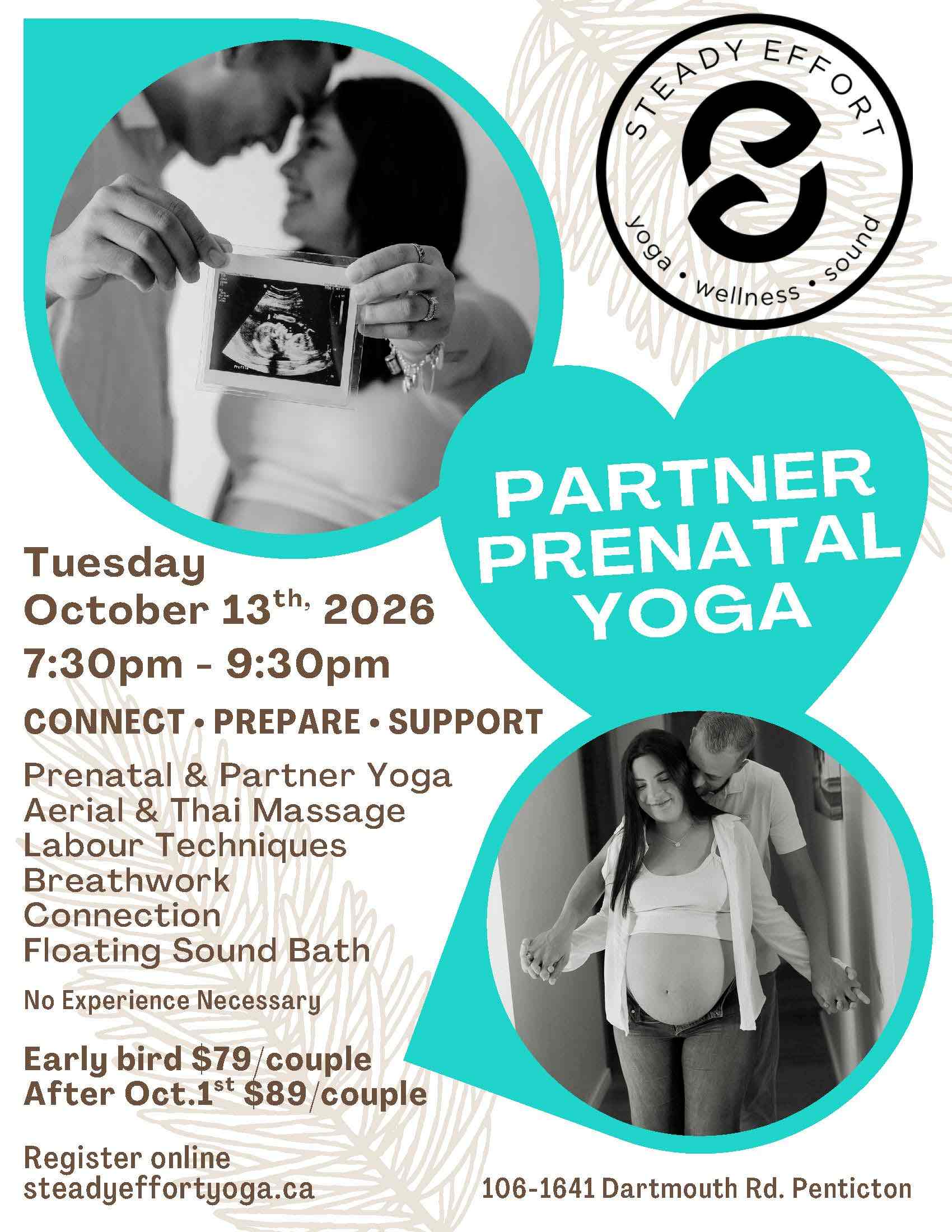 Partner Prenatal Yoga in Penticton at Steady Effort Yoga • Wellness • Sound.