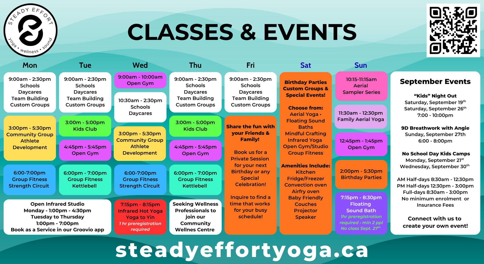 September Aerial Yoga, Infrared Yoga, Fitness and Sound Bath classes in Penticton. Steady Effort Yoga • Wellness • Sound