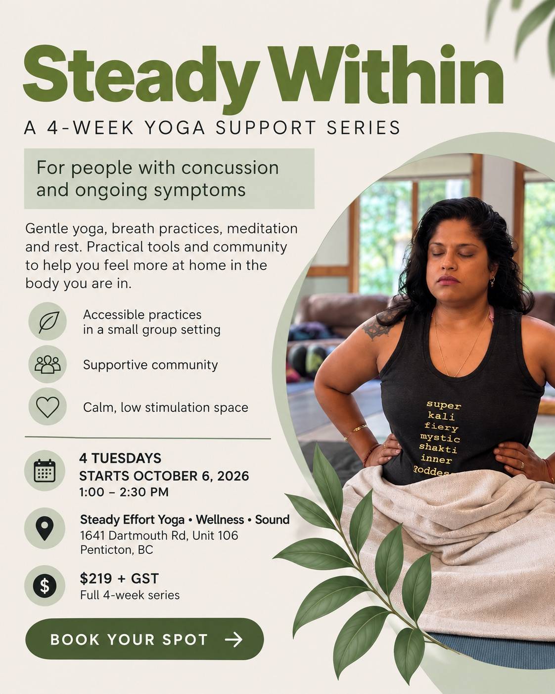 Yoga for Concussions in Penticton at Steady Effort Yoga • Wellness • Sound