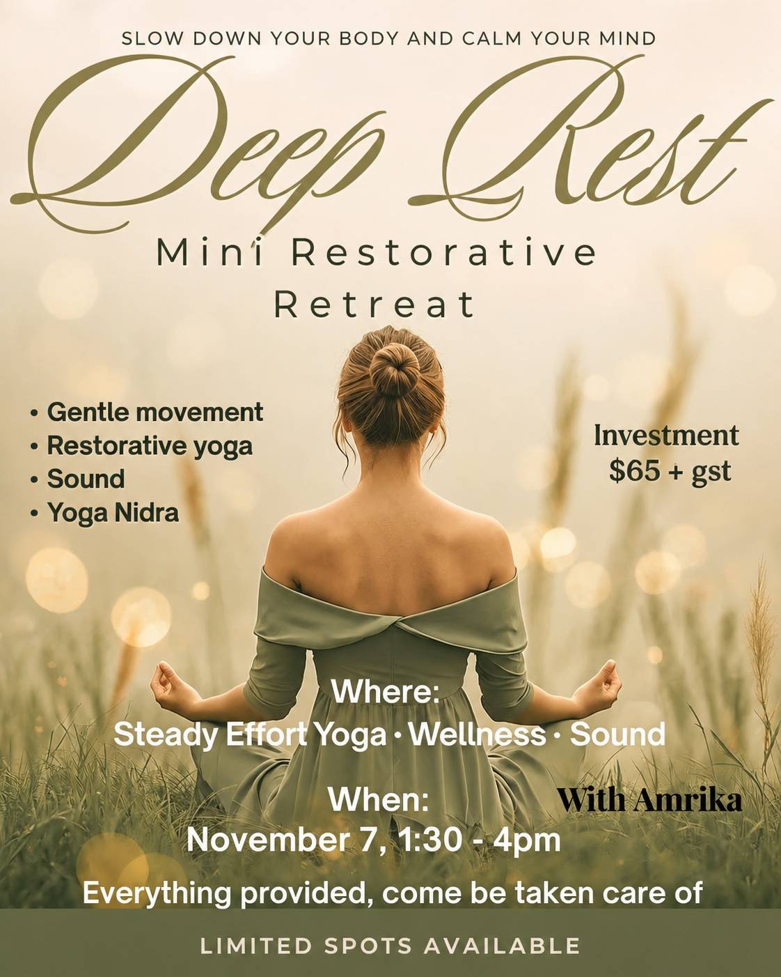 Mini Restorative Retreat - Deep Rest - Steady Effort Yoga • Wellness • Sound